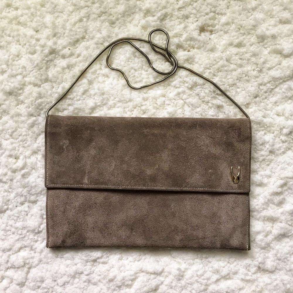 Vintage 1960s Suede Envelope Clutch, Shirle Miller